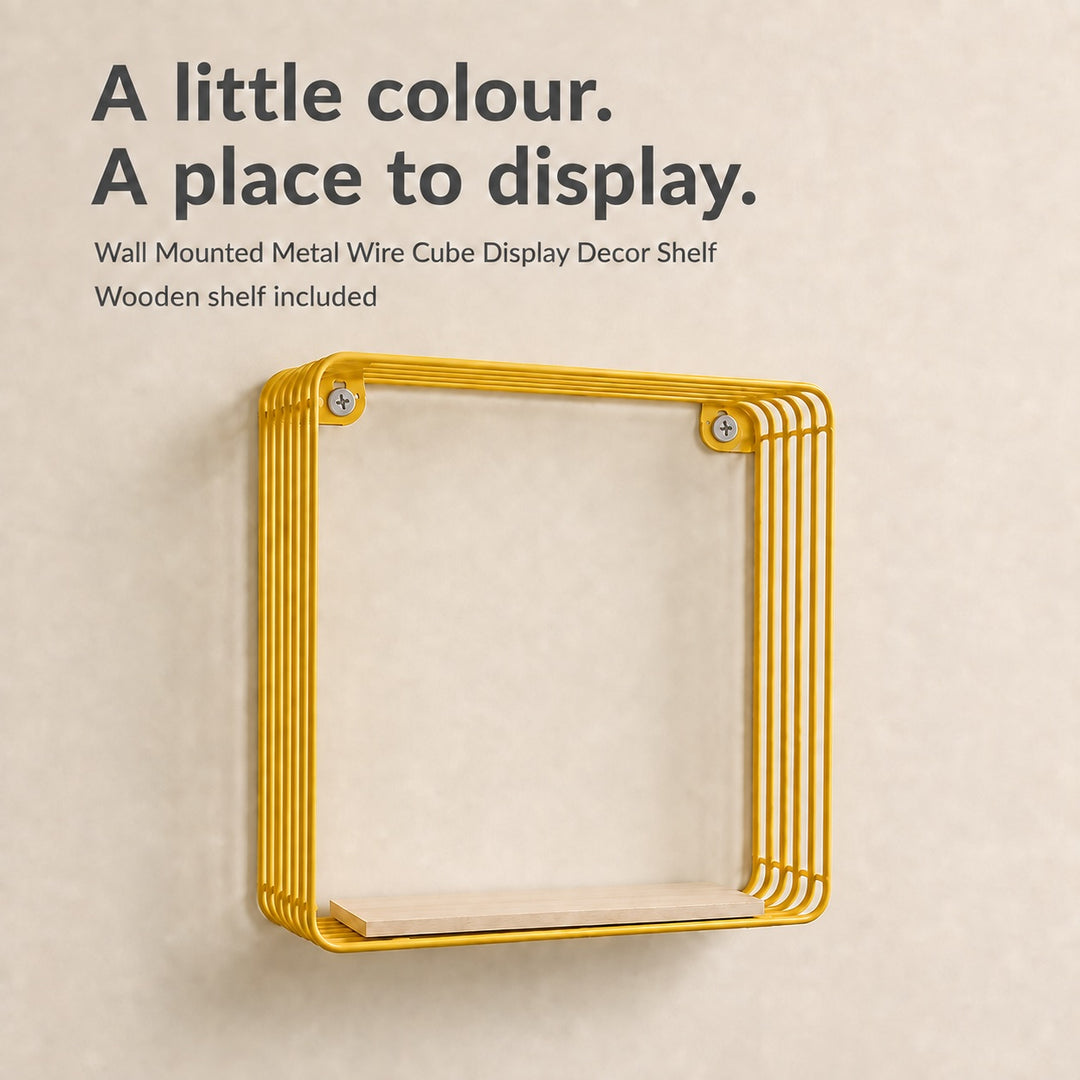 Wall Mounted Metal Wire Cube Display Shelf 25cm
