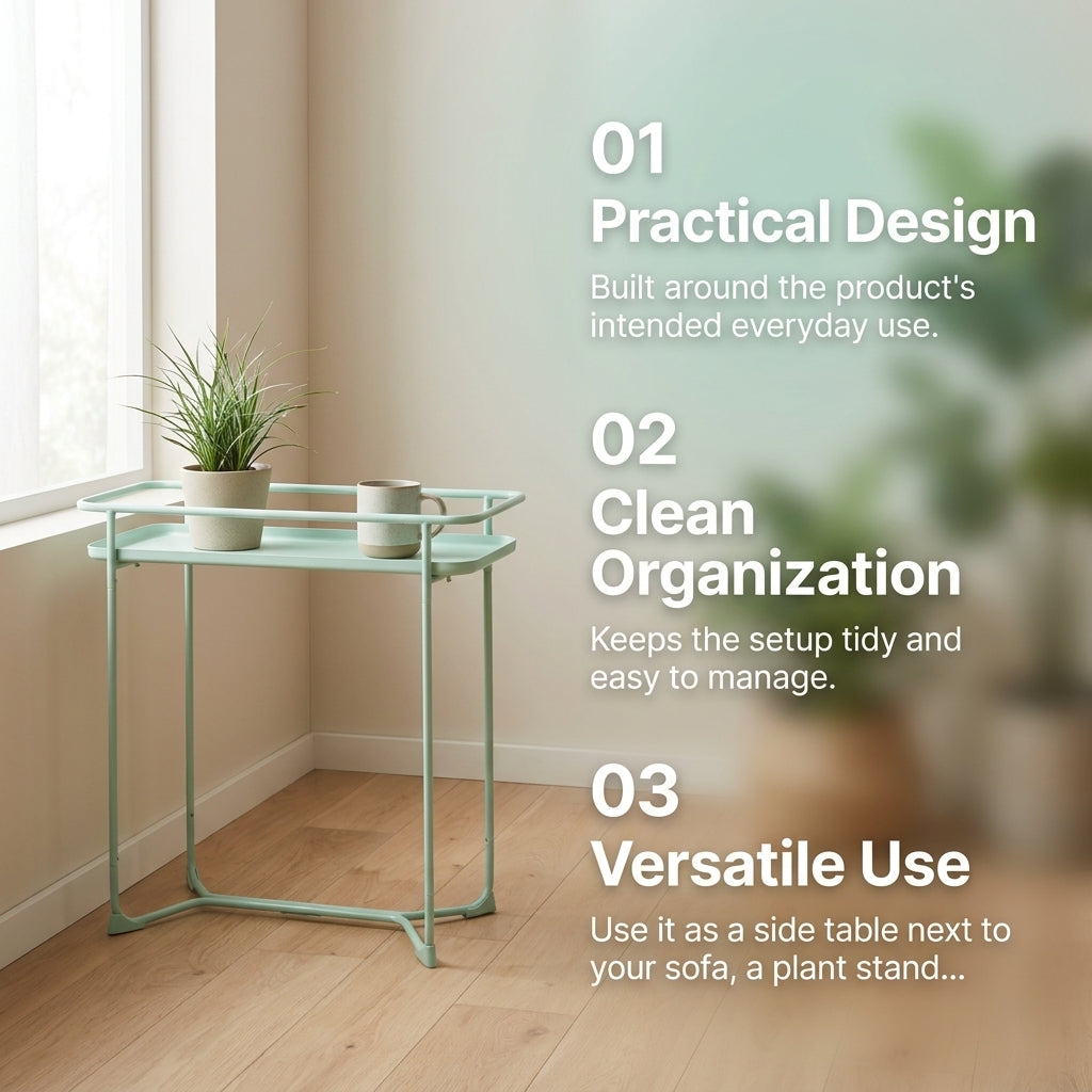 Modern Loft Metal Side Table Flower Stand Rectangle-Mint