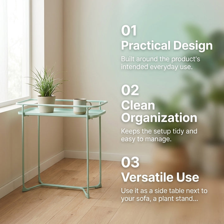 Modern Loft Metal Side Table Flower Stand Rectangle-Mint