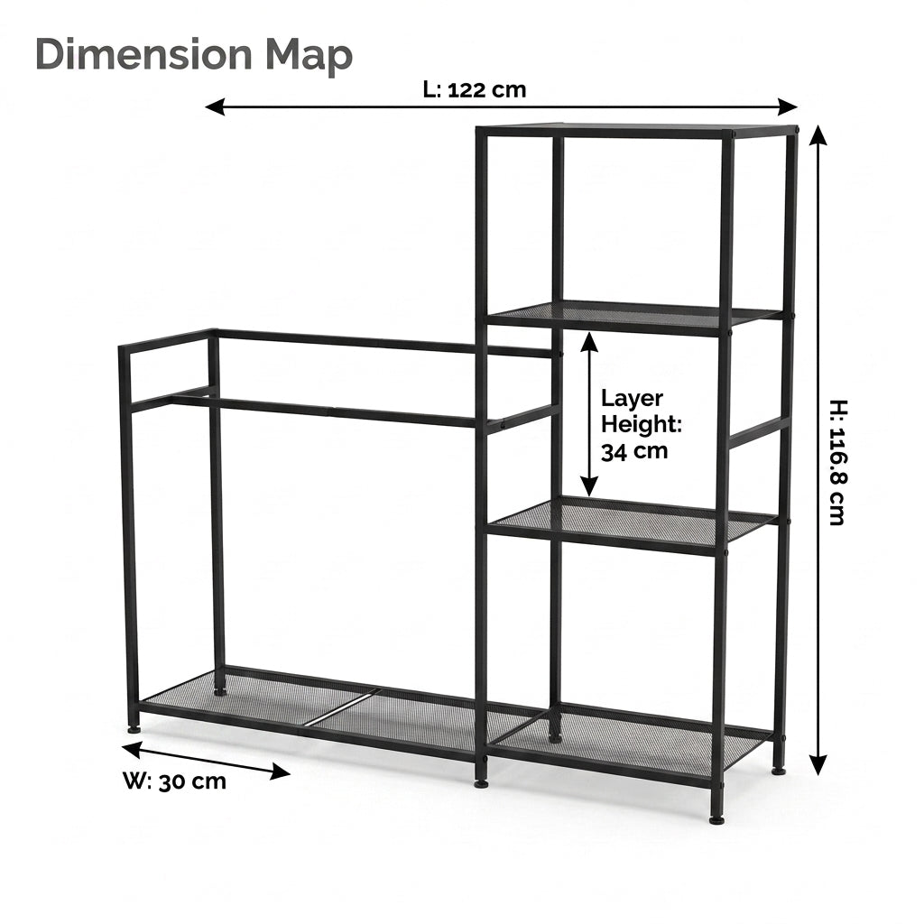 Ski and Snowboard Storage Rack Multi-Functional Gear Organizer - Black