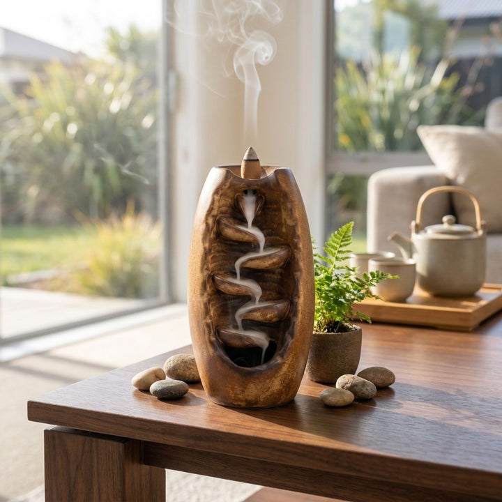 Ceramic Waterfall Backflow Incense Burner with 20 Cones