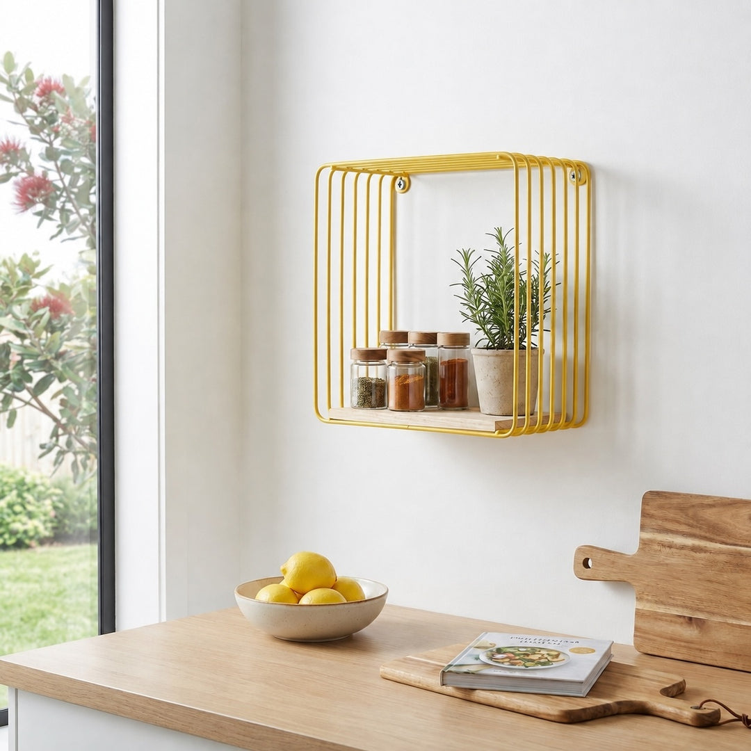 Wall Mounted Metal Wire Cube Display Shelf 25cm