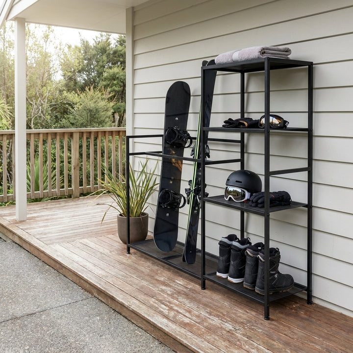 Ski and Snowboard Storage Rack Multi-Functional Gear Organizer - Black