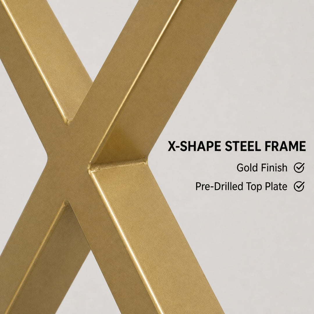 Set of 2 Steel X Shape DIY Table Bench Legs 72cm Gold