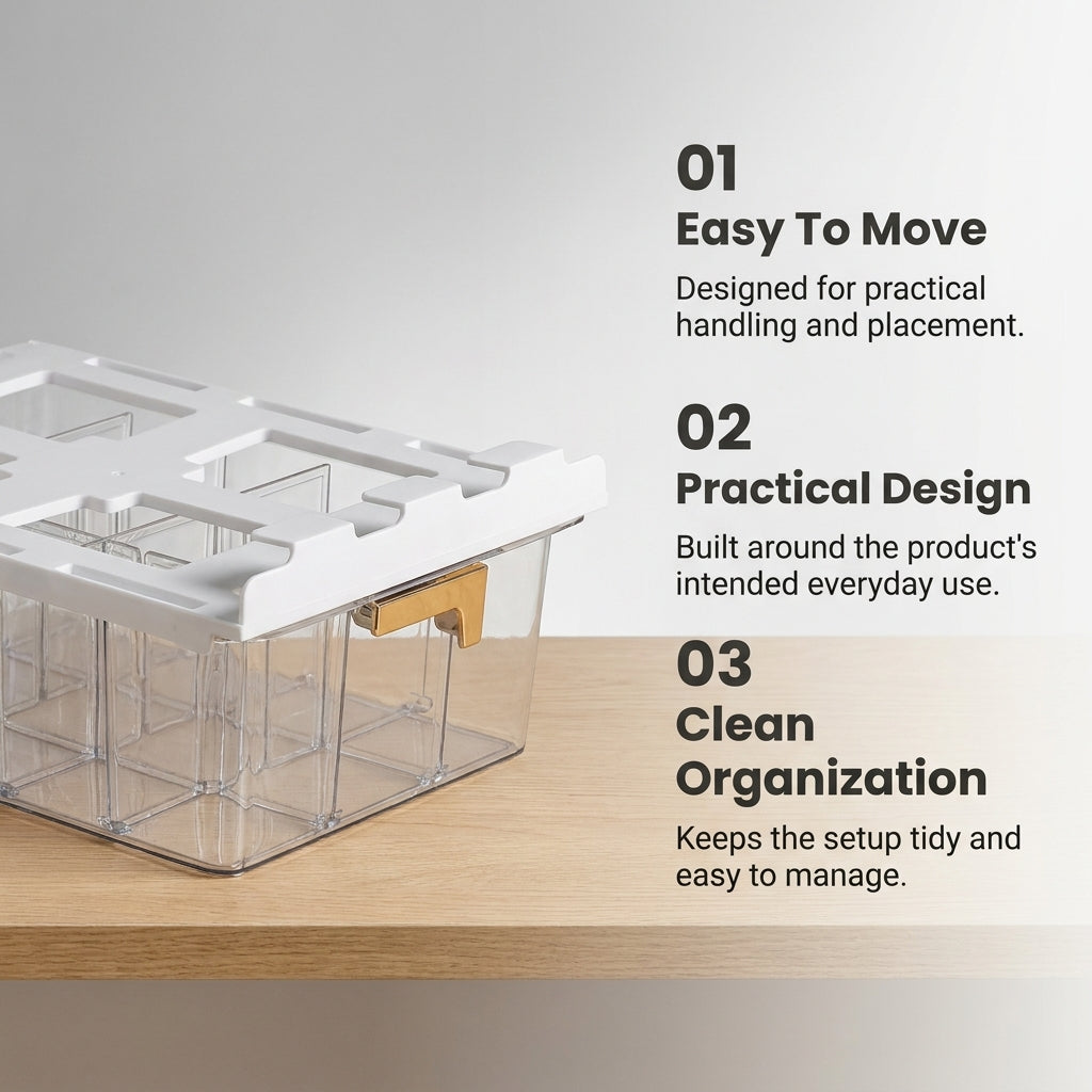 Under Shelf Pull Out Drawer Organiser with 15 Grids - Clear