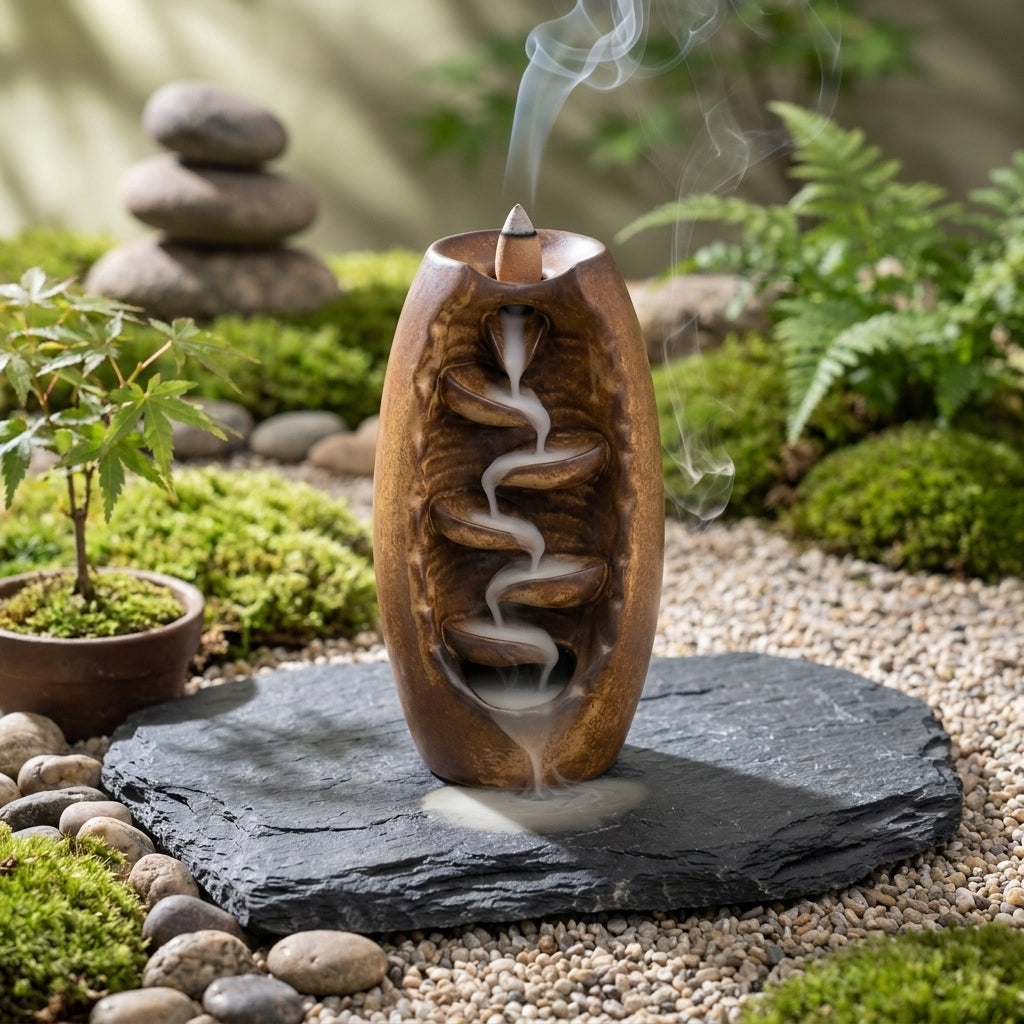 Ceramic Waterfall Backflow Incense Burner with 20 Cones