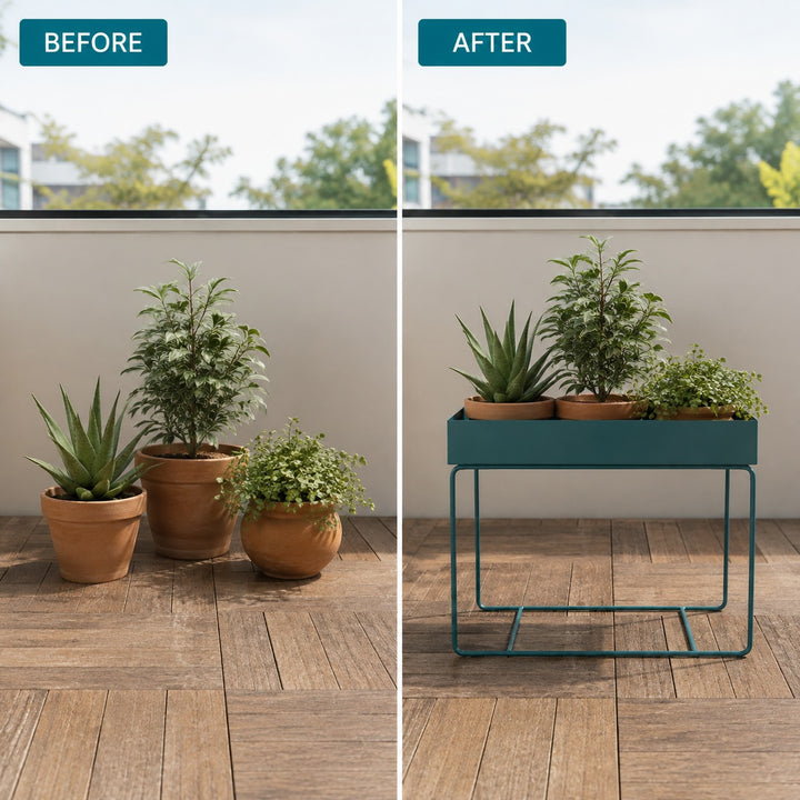 Indoor Metal Tall Rectangle Tray Plant Pot Stand