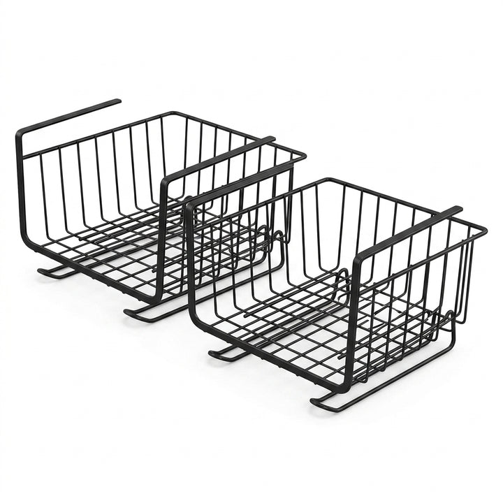 Under Shelf Storage Basket Wire Rack Organizer for Kitchen and Pantry - 2 Pack