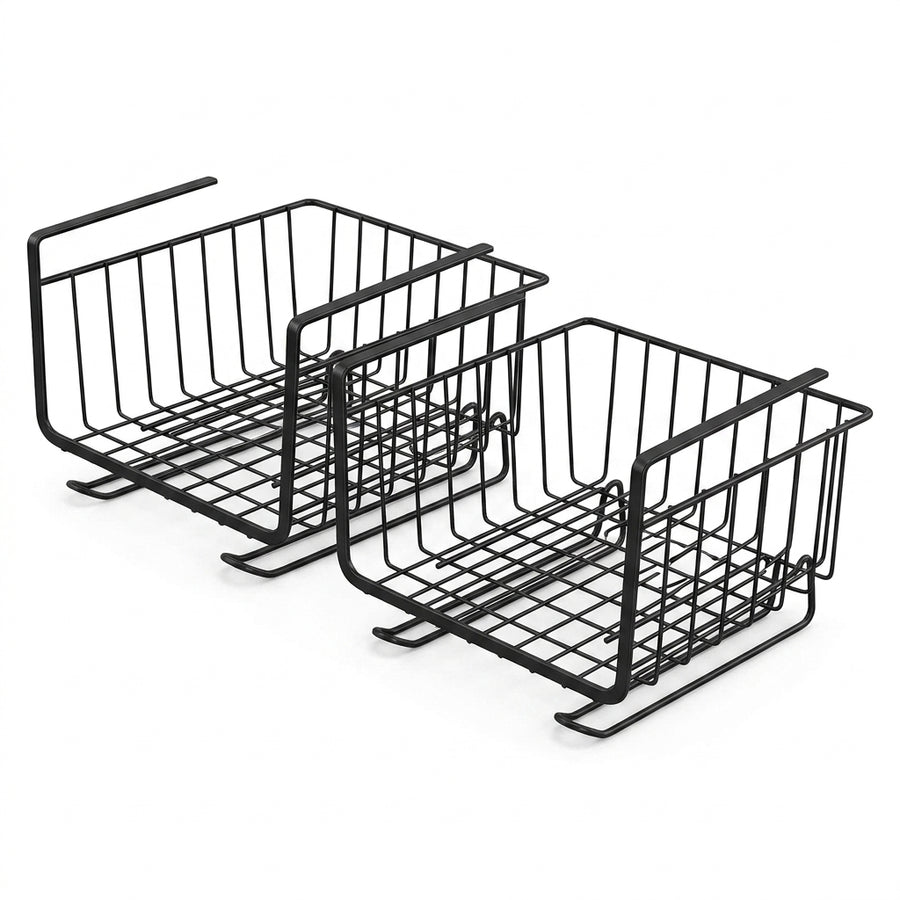Under Shelf Storage Basket Wire Rack Organizer for Kitchen and Pantry - 2 Pack
