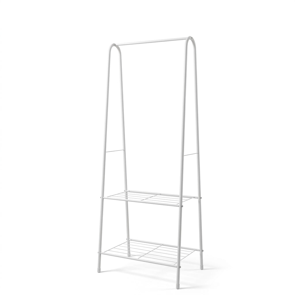 Entryway Clothes Rack Storage with 2-Tier Metal Shelf - 60x36x153cm