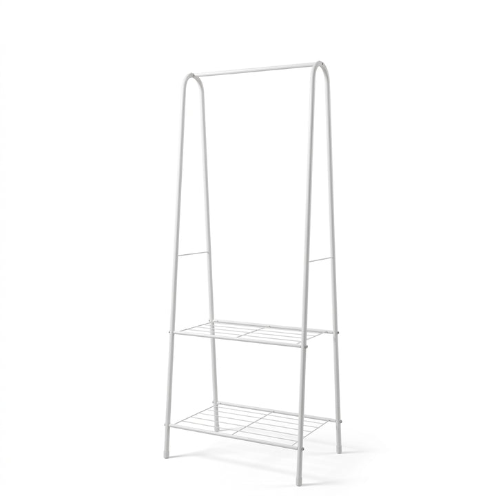 Entryway Clothes Rack Storage with 2-Tier Metal Shelf - 60x36x153cm