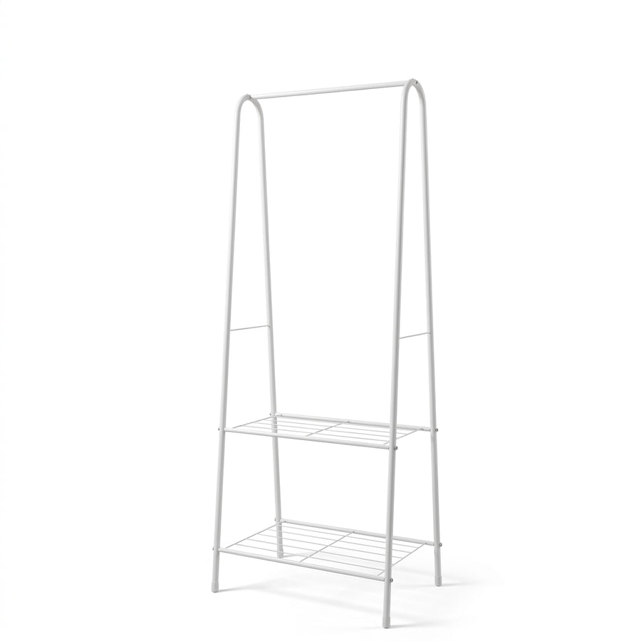 Entryway Clothes Rack Storage with 2-Tier Metal Shelf - 60x36x153cm