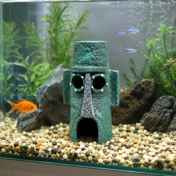 Easter Island Moai Head Aquarium Ornament Fish Tank Decoration - 12.5cm