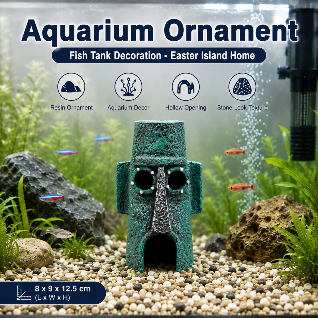 Easter Island Moai Head Aquarium Ornament Fish Tank Decoration - 12.5cm