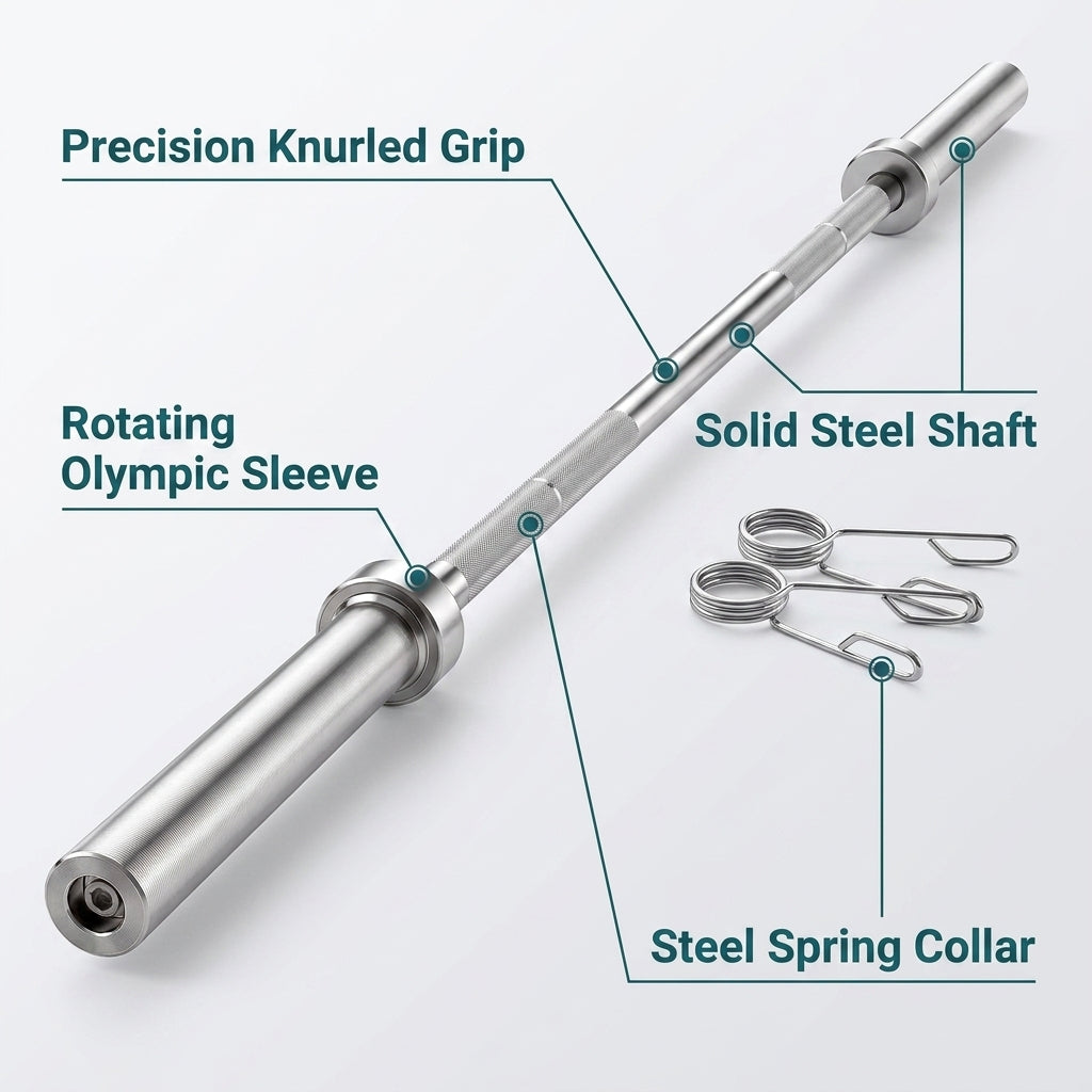 220cm Olympic Barbell Bar 20kg - Solid Steel Weightlifting Bar for Home Gym
