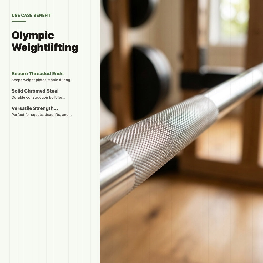 220cm Olympic Barbell Bar 20kg - Solid Steel Weightlifting Bar for Home Gym