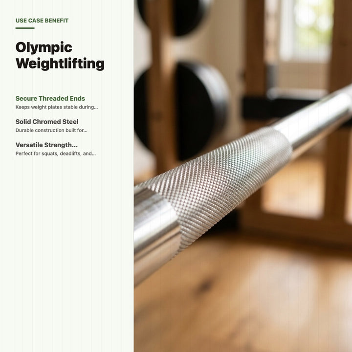 220cm Olympic Barbell Bar 20kg - Solid Steel Weightlifting Bar for Home Gym