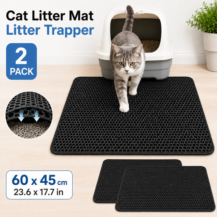 Double Layer Honeycomb Cat Litter Trapper Mat 45x60cm - 2 Pack