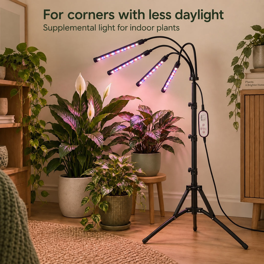 4 Head LED Plant Grow Light with Stand for Indoor Seed Starting and Herbs