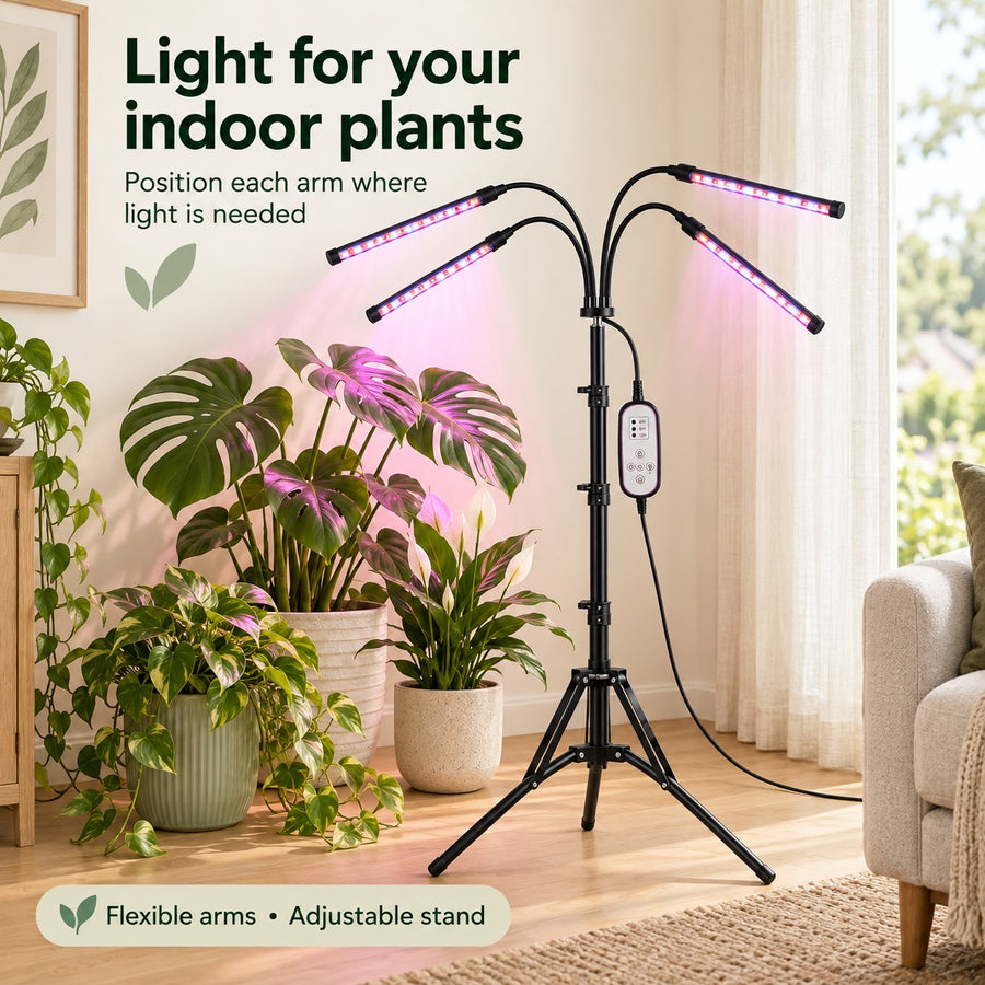4 Head LED Plant Grow Light with Stand for Indoor Seed Starting and Herbs
