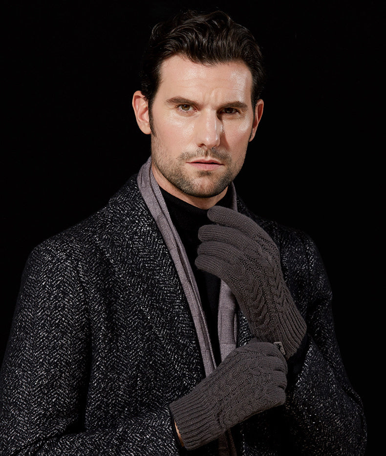 Fleece-Lined Touchscreen Knit Gloves – Dark Grey, M/L