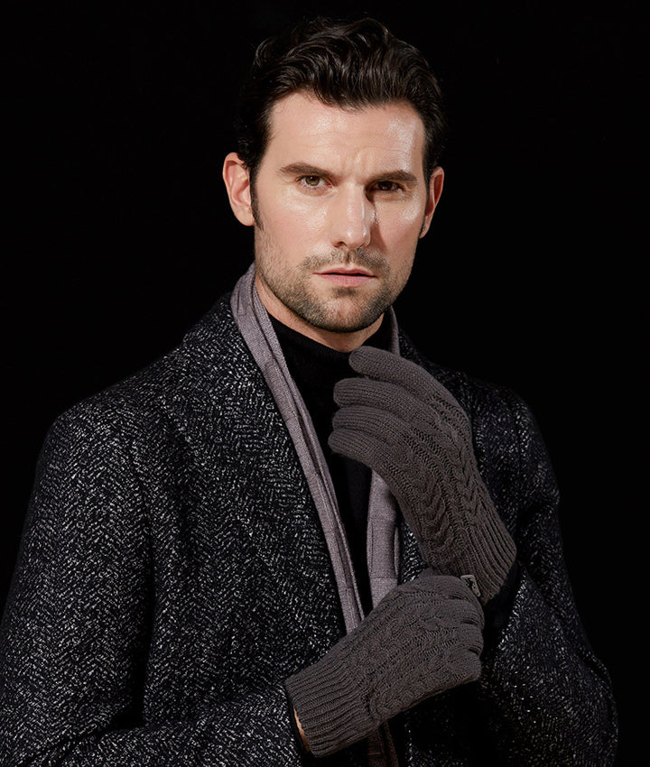 Fleece-Lined Touchscreen Knit Gloves – Dark Grey, M/L