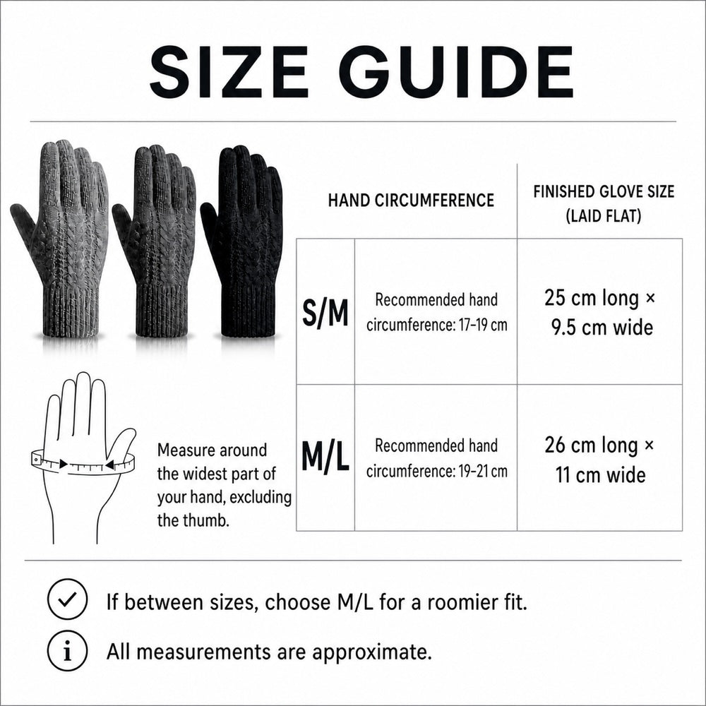 Fleece-Lined Touchscreen Knit Gloves – Dark Grey, M/L