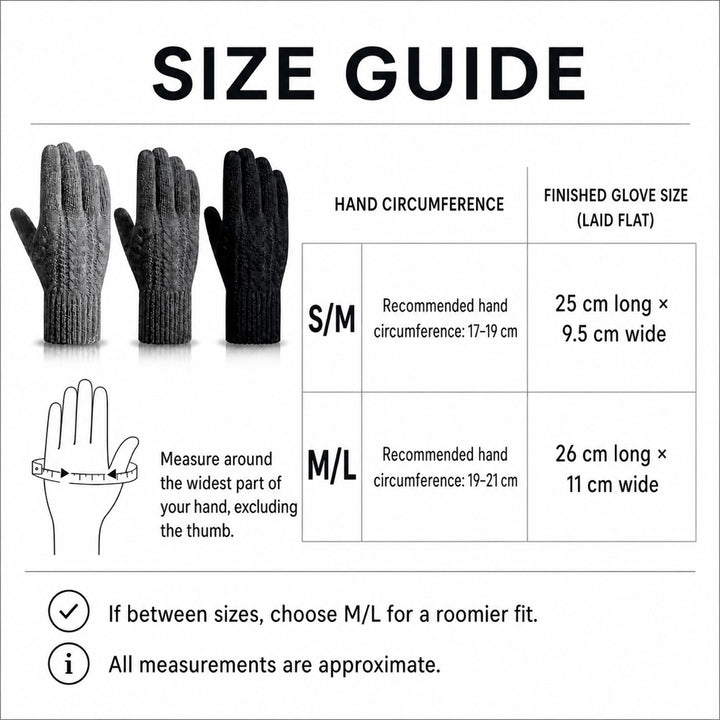 Fleece-Lined Touchscreen Knit Gloves – Light Grey, M/L
