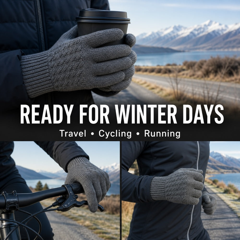 Fleece-Lined Touchscreen Knit Gloves – Black, S/M