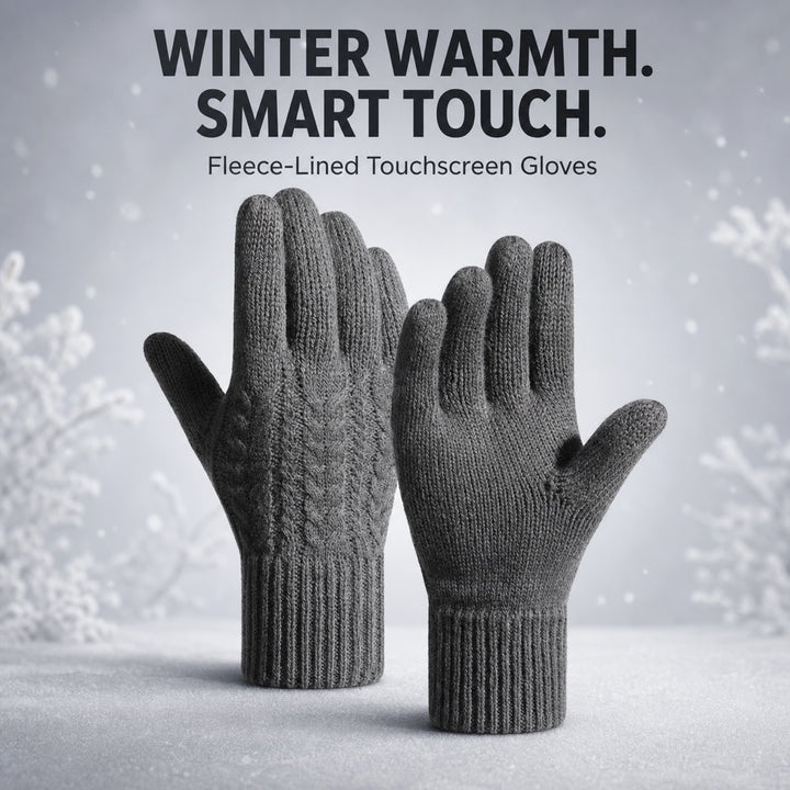 Windproof Thermal Touchscreen Knit Gloves – S/M – Dark Grey