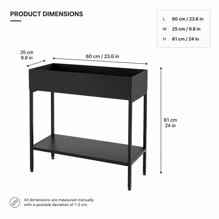 2 Tier Metal Plant Stand Display Organizer Shelf - Black 60cm