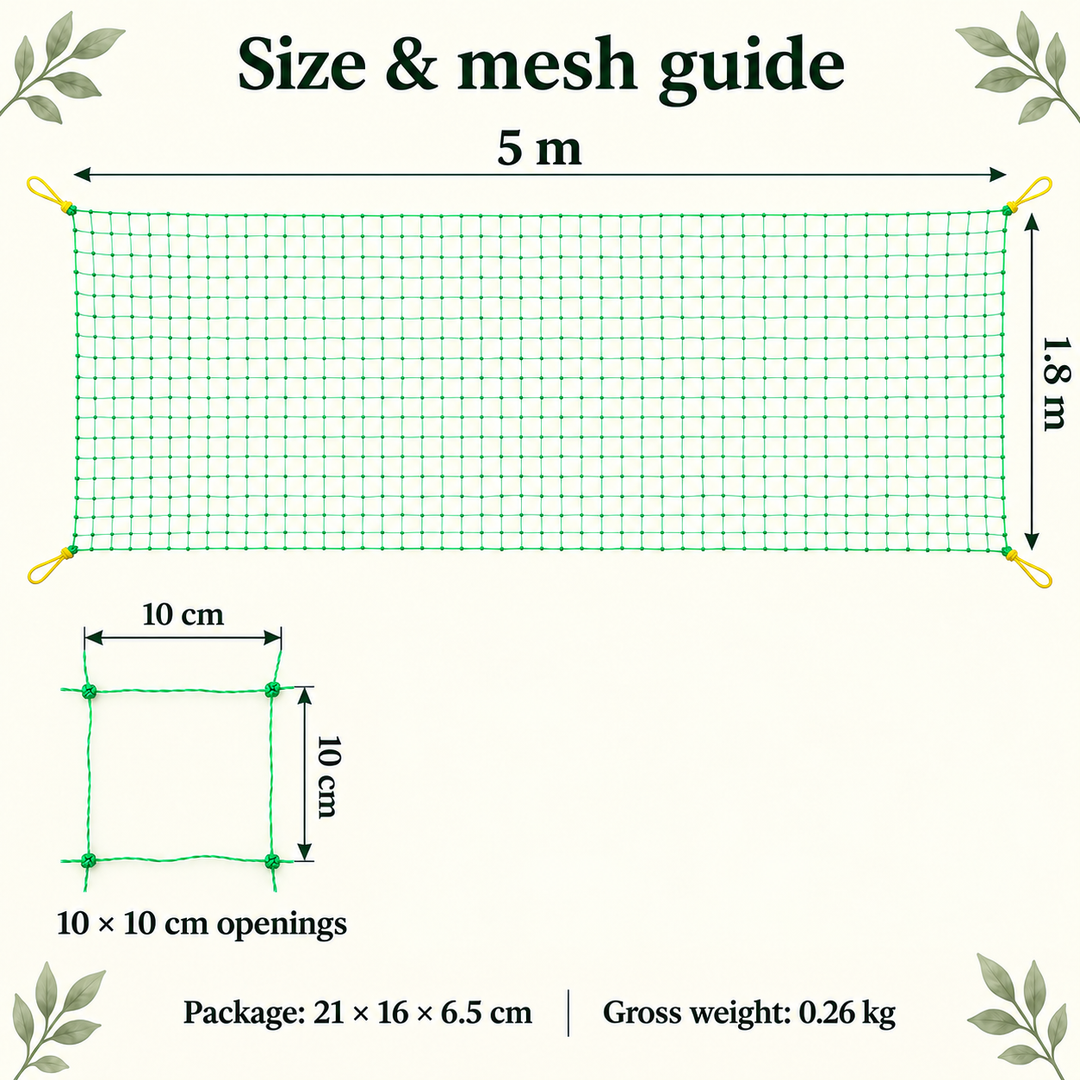 Garden Climbing Net 1.8 x 5 m with Clips and Ties - Plant Support Kit