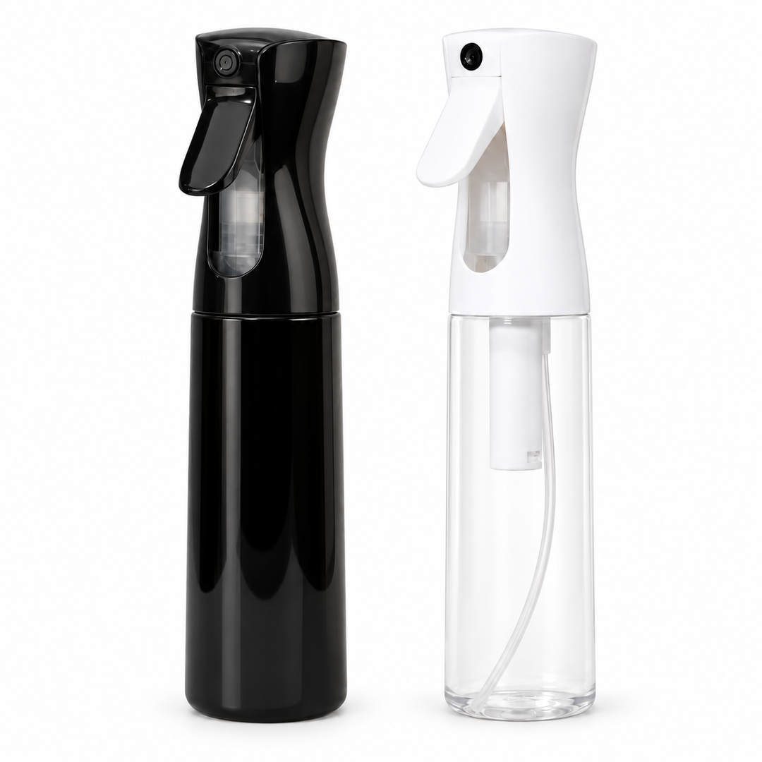 300ml Continuous Spray Bottle for Hair Styling, Cleaning & Gardening - Black or White