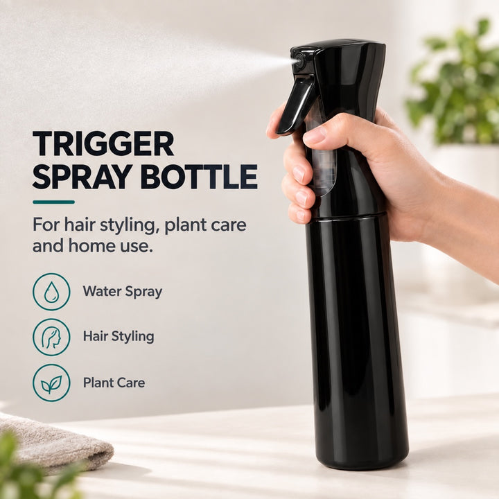 300ml Continuous Spray Bottle for Hair Styling, Cleaning & Gardening - Black or White