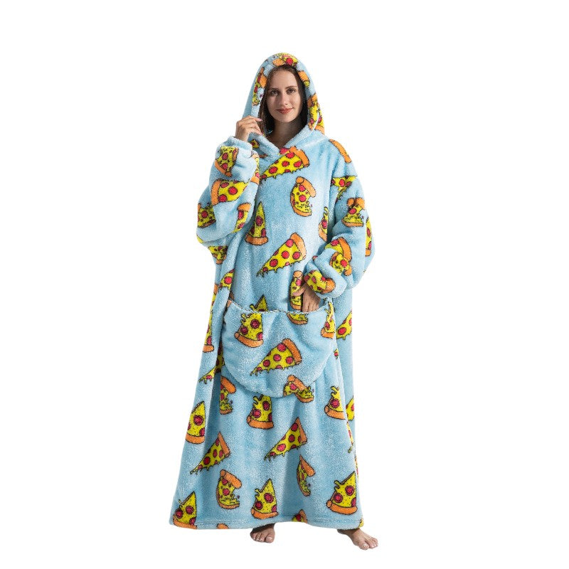 Adult Oversized Wearable Blanket Hoodie-Pizza