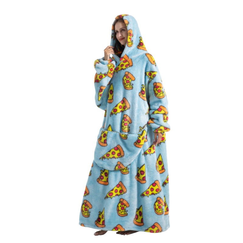 Adult Oversized Wearable Blanket Hoodie-Pizza