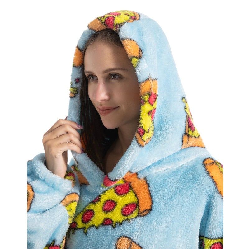 Adult Oversized Wearable Blanket Hoodie-Pizza