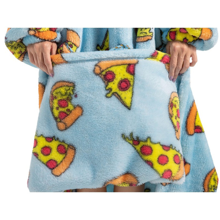 Adult Oversized Wearable Blanket Hoodie-Pizza