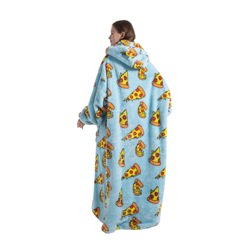 Adult Oversized Wearable Blanket Hoodie-Pizza