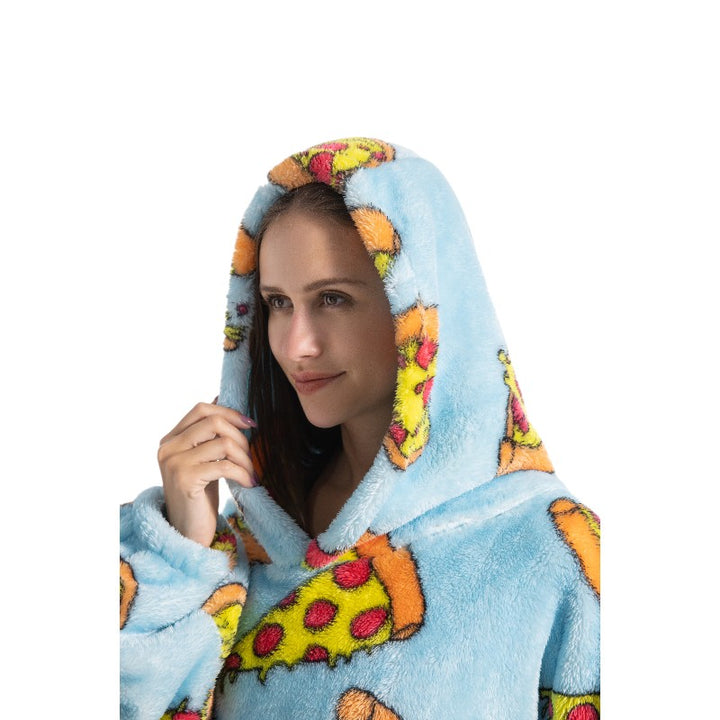 Adult Oversized Wearable Blanket Hoodie-Pizza
