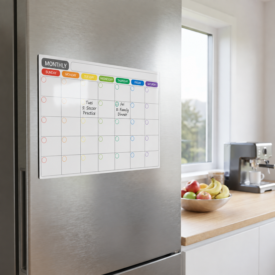 Monthly Fridge Calendar Whiteboard - A3 Magnetic Planner