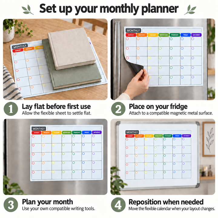 Monthly Fridge Calendar Whiteboard - A3 Magnetic Planner