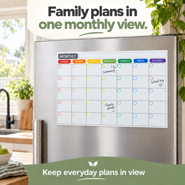 Monthly Fridge Calendar Whiteboard - A3 Magnetic Planner