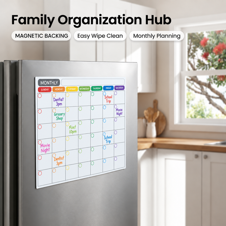 Monthly Fridge Calendar Whiteboard - A3 Magnetic Planner