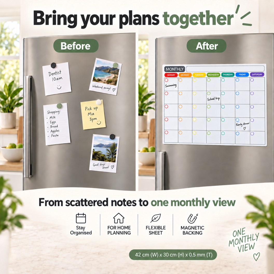 Monthly Fridge Calendar Whiteboard - A3 Magnetic Planner