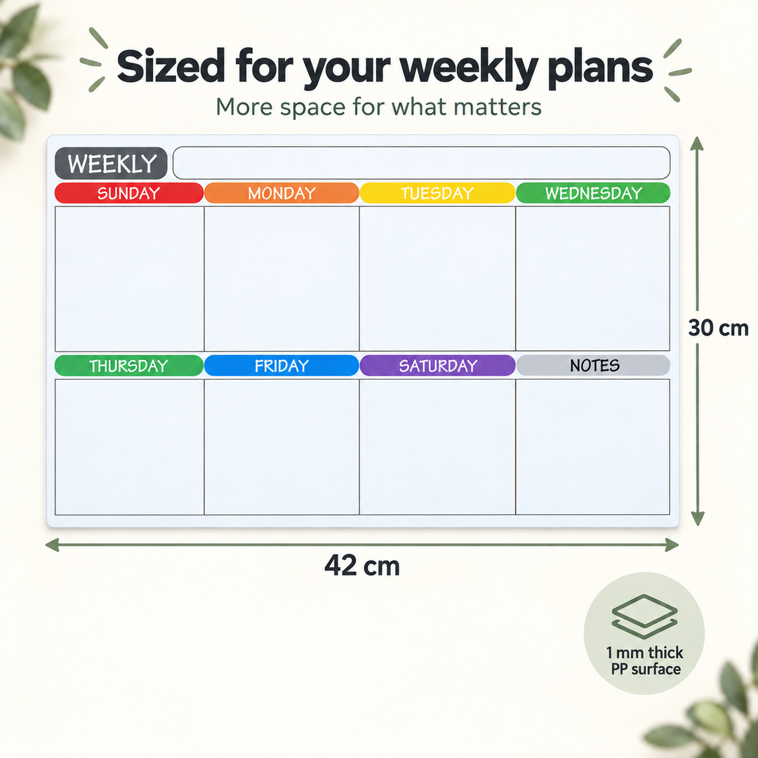 Weekly Fridge Calendar Whiteboard 42x30cm