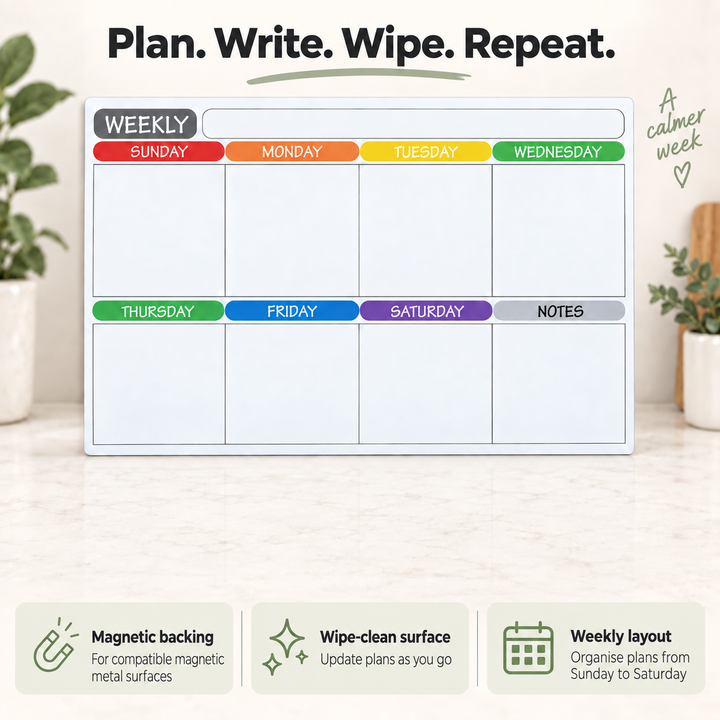 Weekly Fridge Calendar Whiteboard 42x30cm