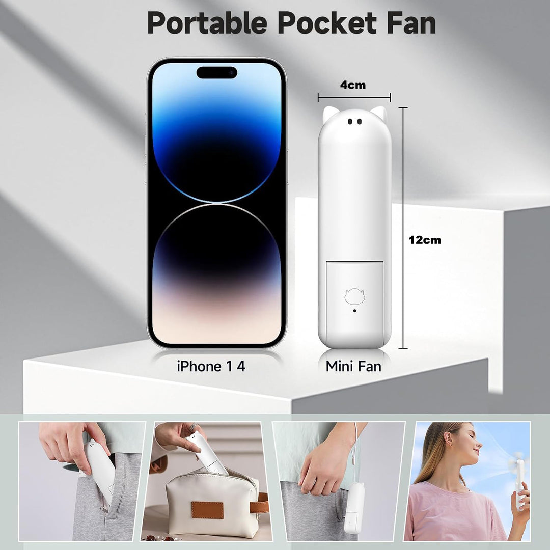 Portable Foldable Fan with Power Bank-White