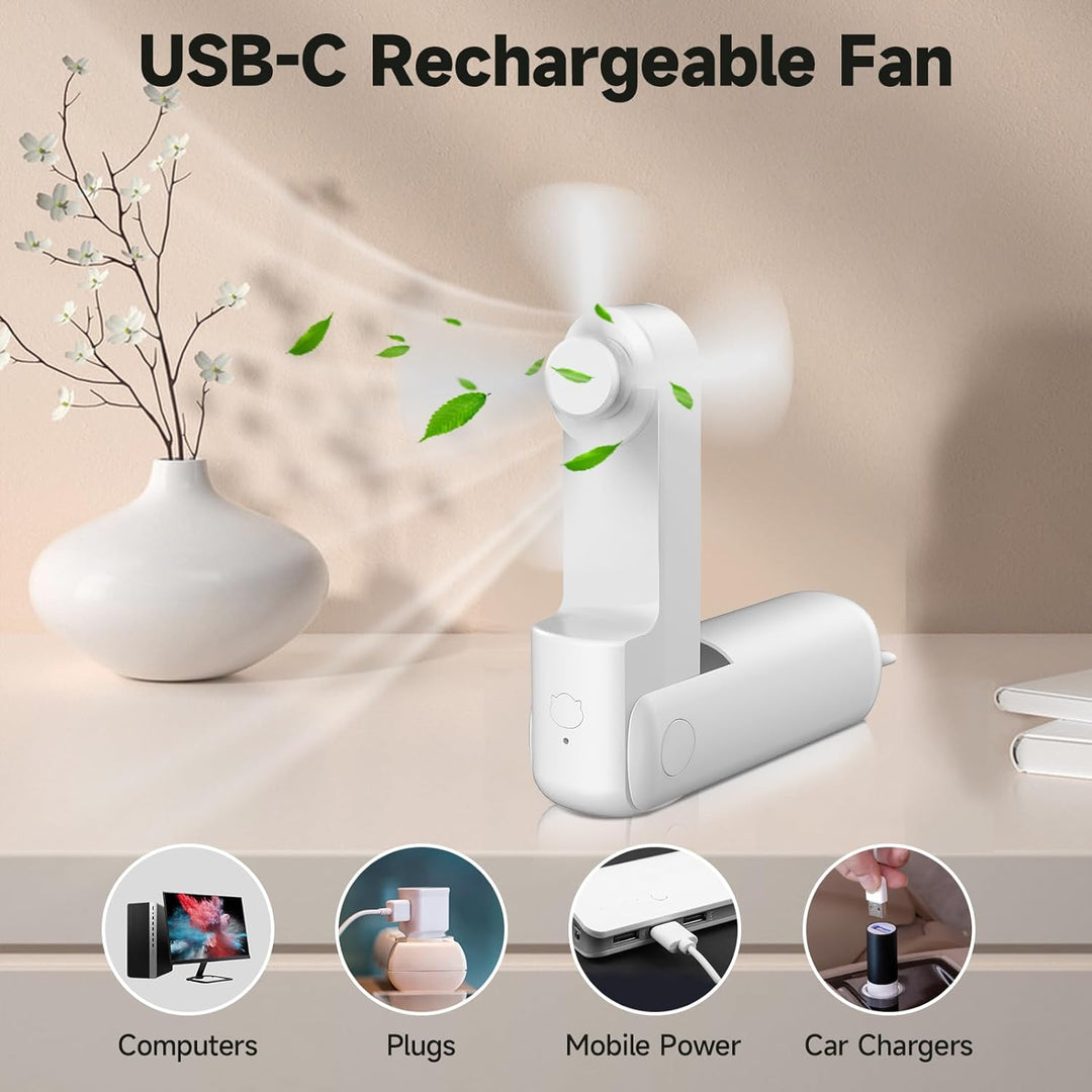 Portable Foldable Fan with Power Bank-White