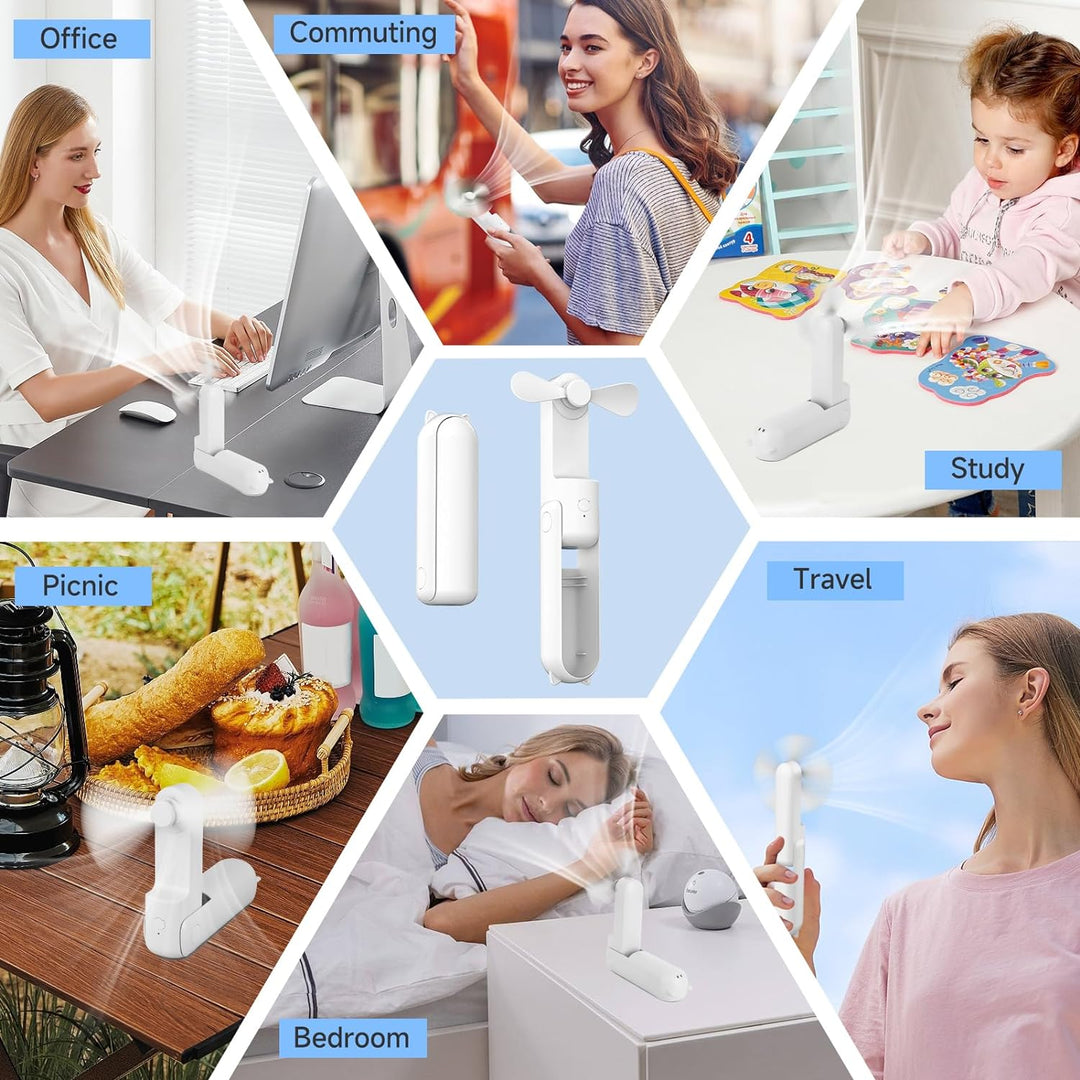 Portable Foldable Fan with Power Bank-White